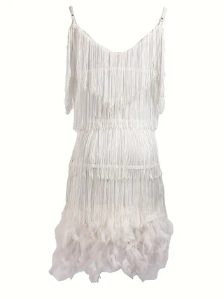 Fransenkleid mit Federsaum für Damen – Tapia