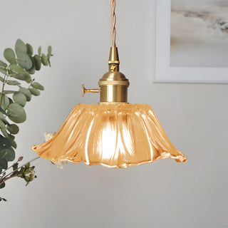 Eleganter Mid-Century Retro Glaskronleuchter mit Blumenform