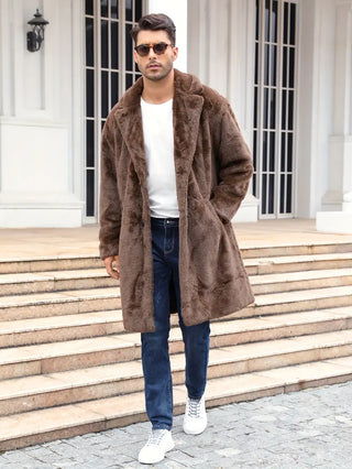 Relish Noless | Langer Kunstfell-Mantel mit Knopfleiste für Herren