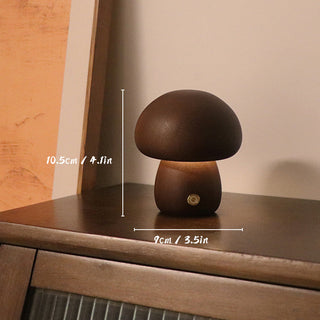 Dekorative Holz Pilz Akku Tischleuchte