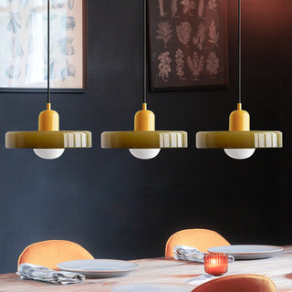 Pendelleuchte Esstisch – Moderne Deckenlampe mit 3 farbigen Glasschirmen