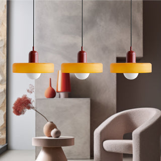 Pendelleuchte Esstisch – Moderne Deckenlampe mit 3 farbigen Glasschirmen