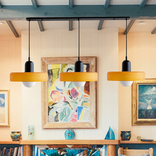 Pendelleuchte Esstisch – Moderne Deckenlampe mit 3 farbigen Glasschirmen