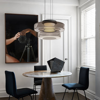 Moderne Pendelleuchte aus Glas, geschichtete LED Hängeleuchte